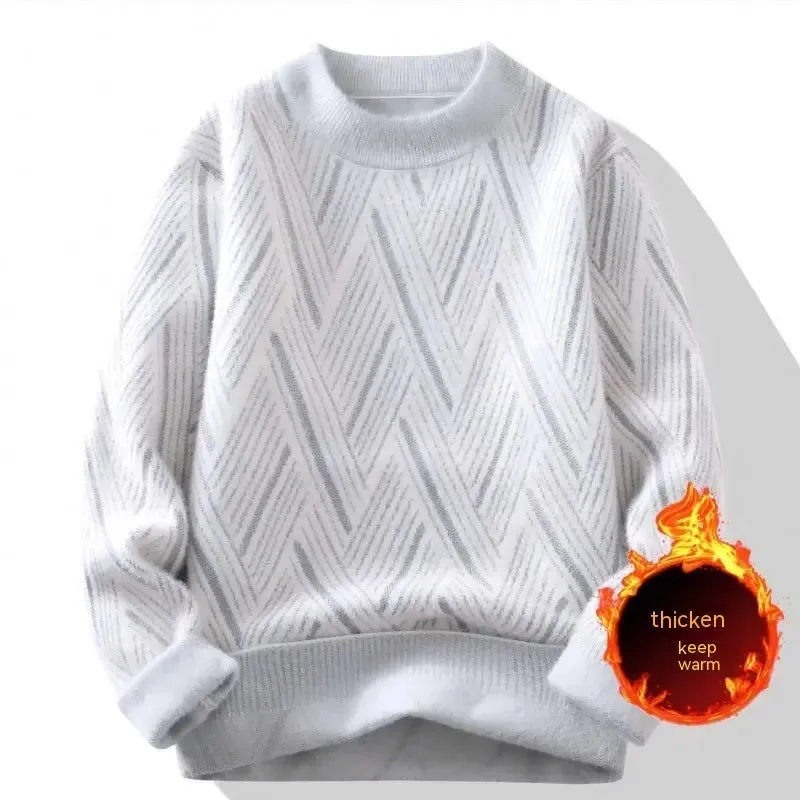 Round Neck Sweater Men's Winter Rhombus Sweater