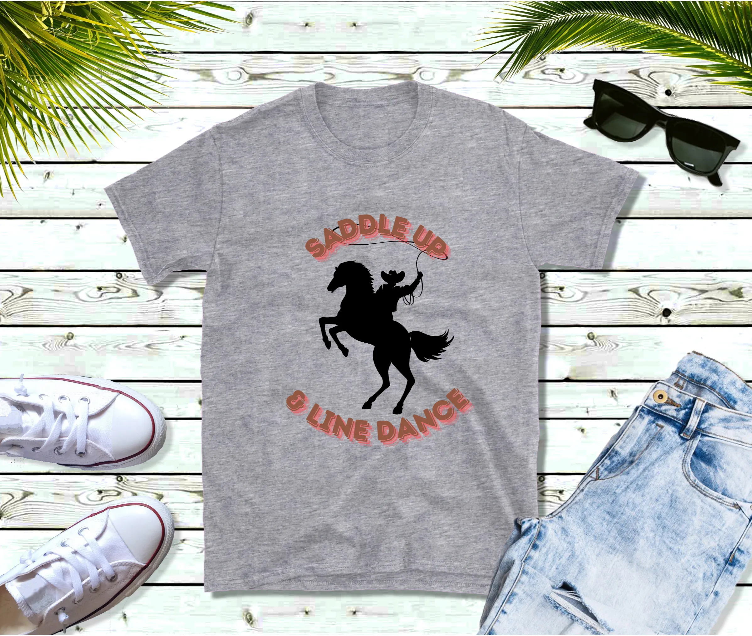 Saddle up and Line dance T-Shirt - Line dancing shirt, Western T-shirt, Dancing T-Shirt