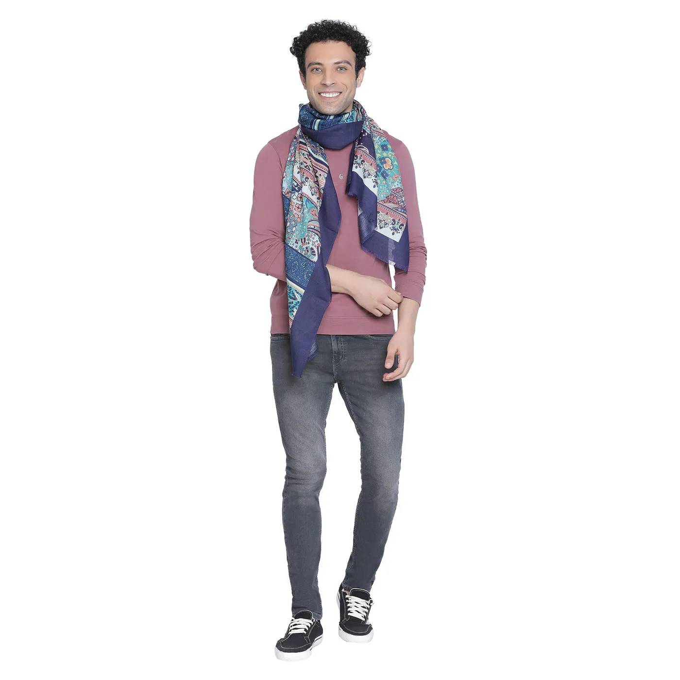 Sam Men Wool Silk Printed Muffler