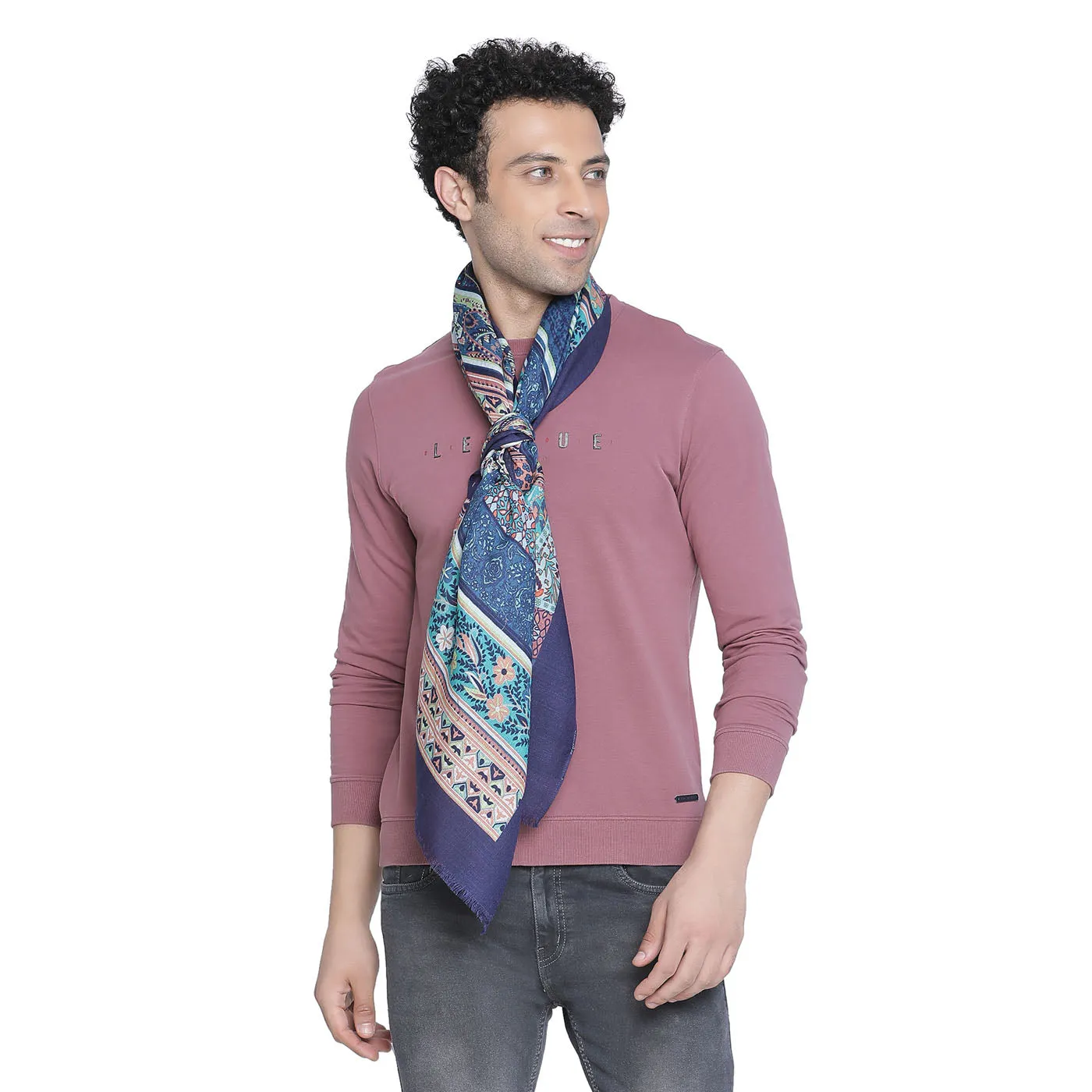 Sam Men Wool Silk Printed Muffler