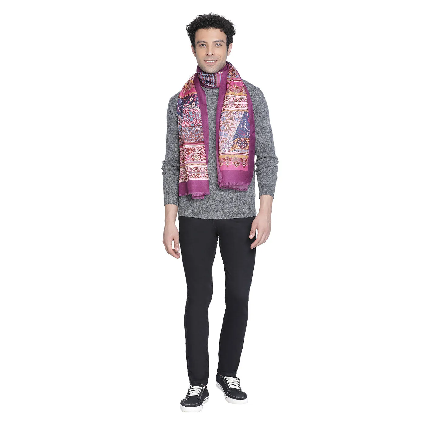 Sam Men Wool Silk Printed Muffler