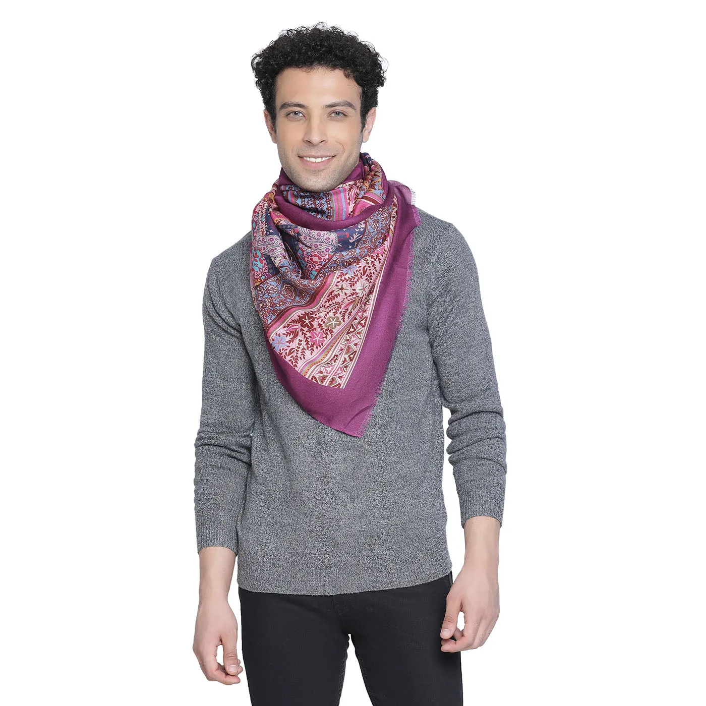 Sam Men Wool Silk Printed Muffler