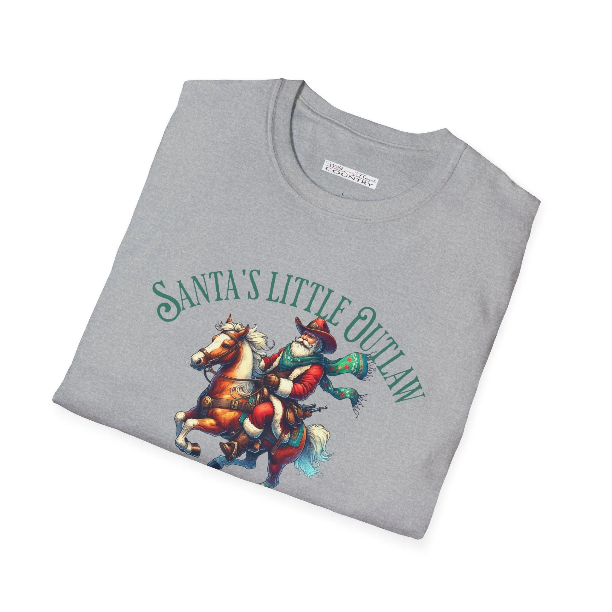 Santa's Little Outlaw Tee, Christmas T-Shirt, Country Christmas shirt, Christmas Graphic Tee