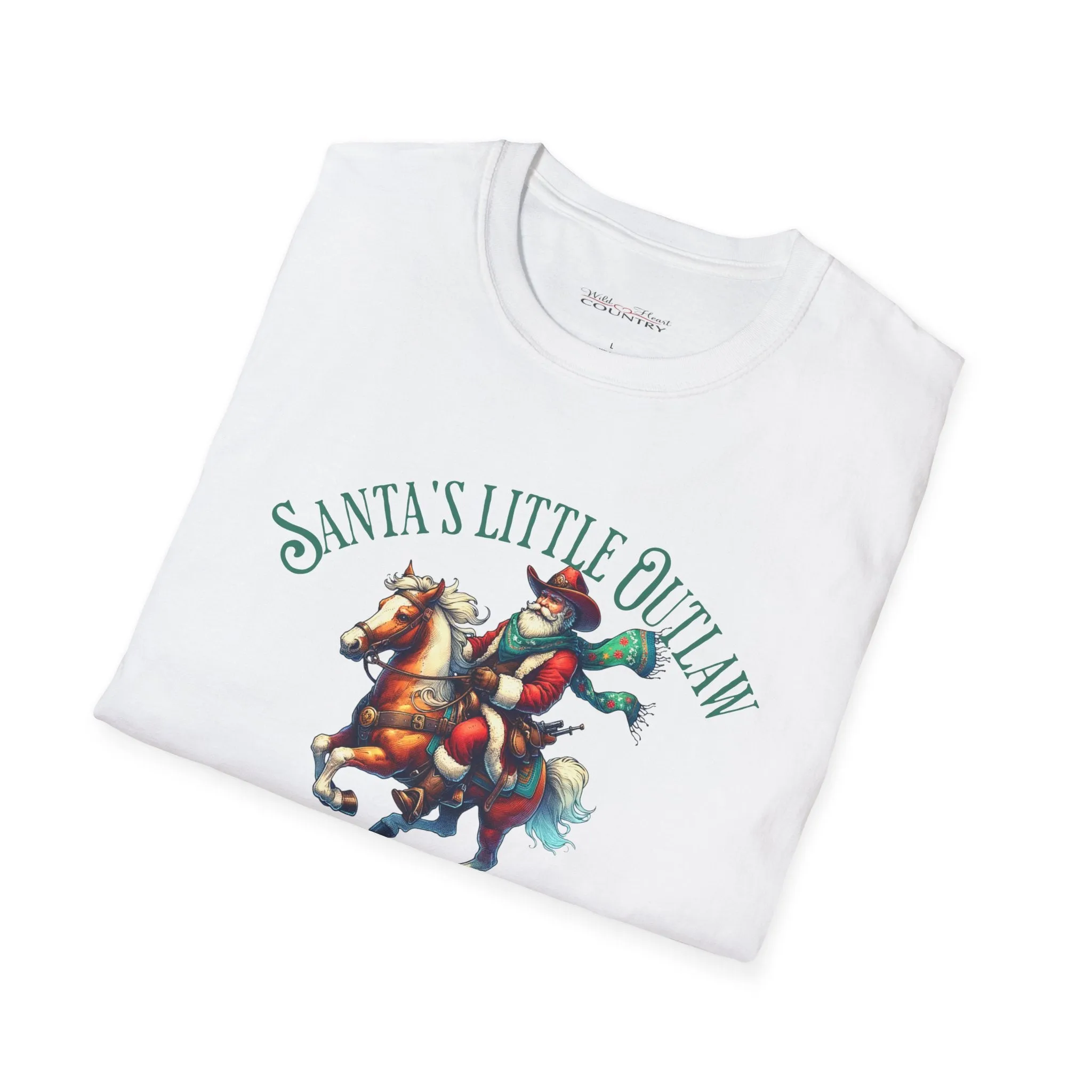 Santa's Little Outlaw Tee, Christmas T-Shirt, Country Christmas shirt, Christmas Graphic Tee