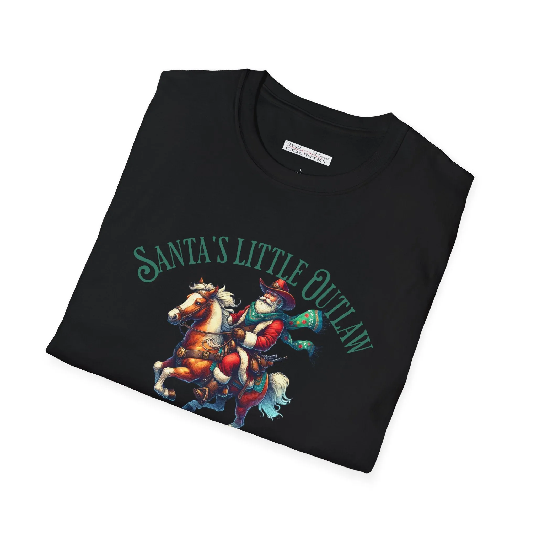 Santa's Little Outlaw Tee, Christmas T-Shirt, Country Christmas shirt, Christmas Graphic Tee