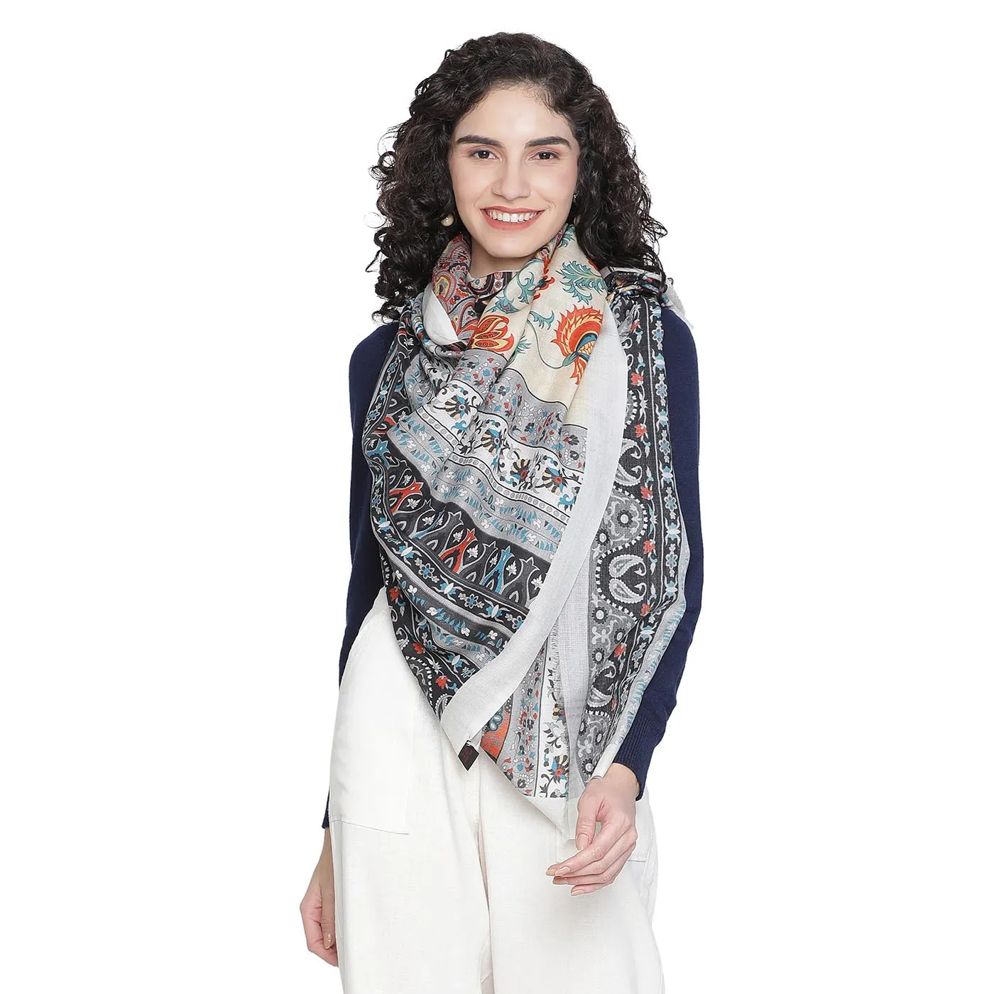 SHABINA Wool Blend Printed Stole