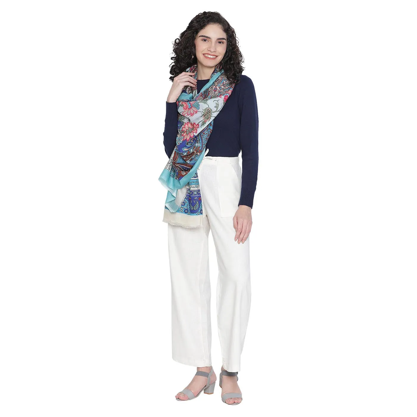 SHABINA Wool Blend Printed Stole