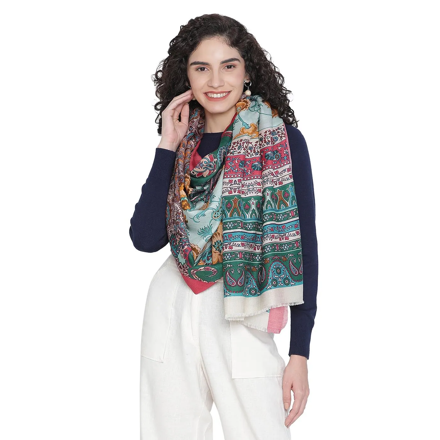 SHABINA Wool Blend Printed Stole