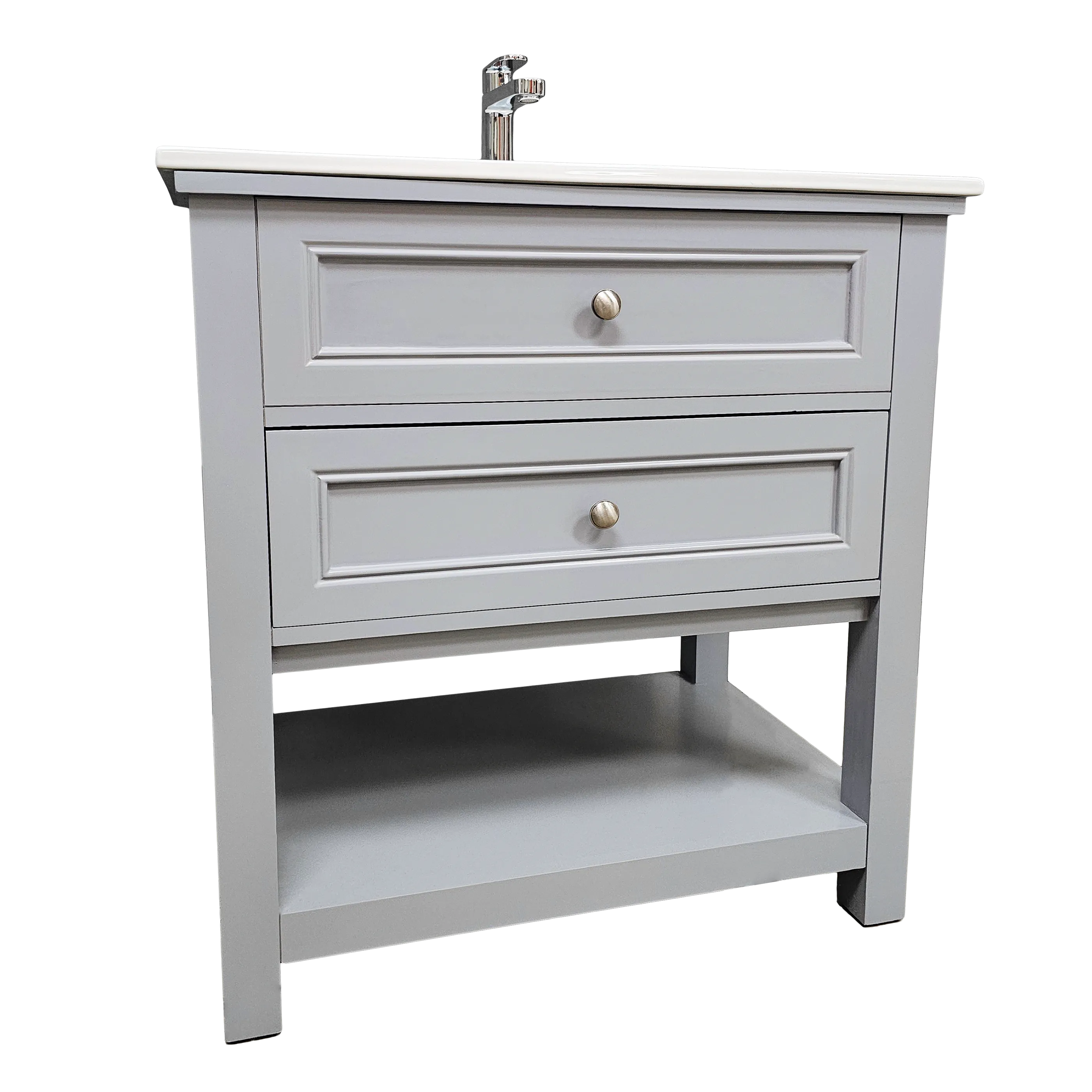 Sienna 30" W x 22" D x 33" H Vanity In Gray With Ceramic Vanity Top