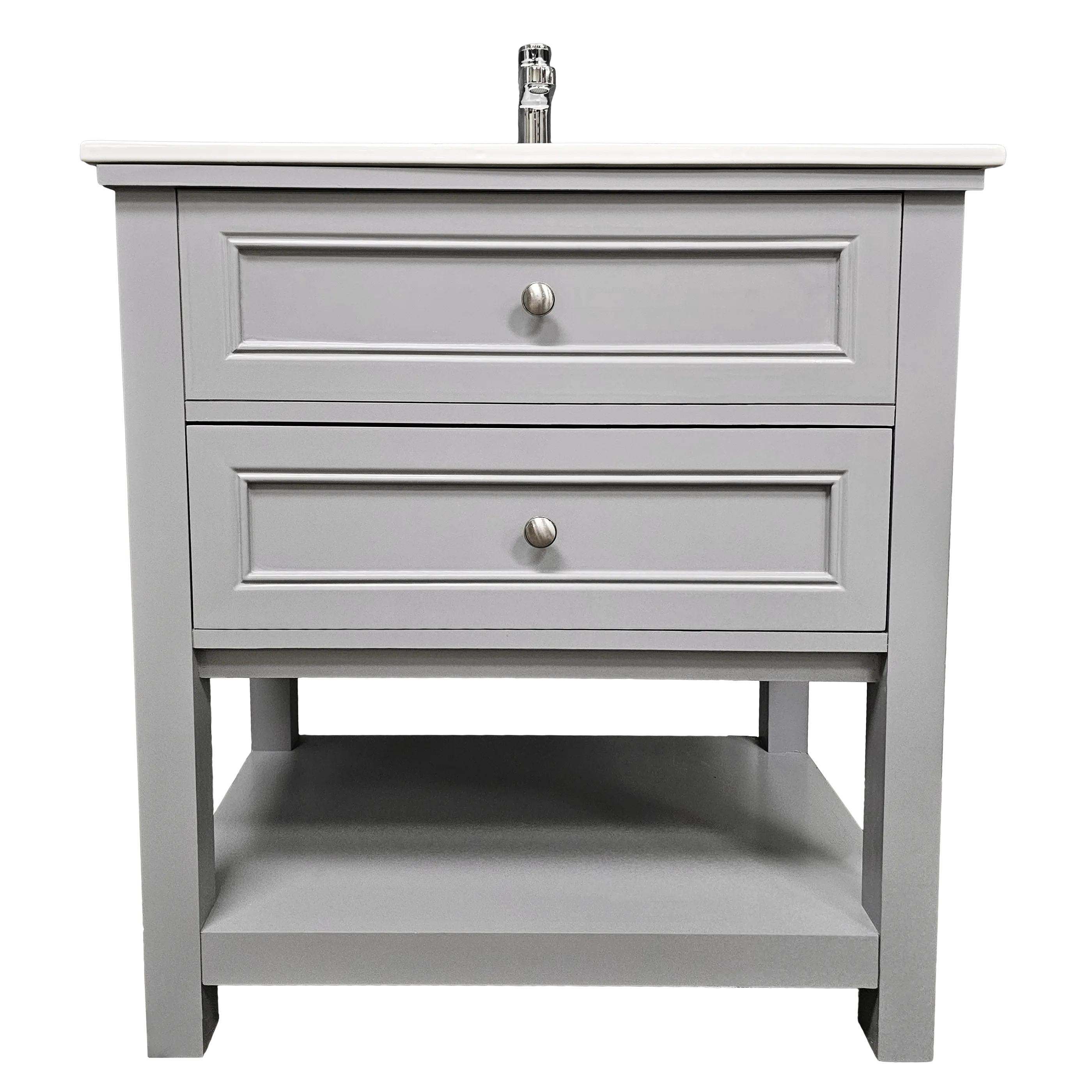 Sienna 30" W x 22" D x 33" H Vanity In Gray With Ceramic Vanity Top