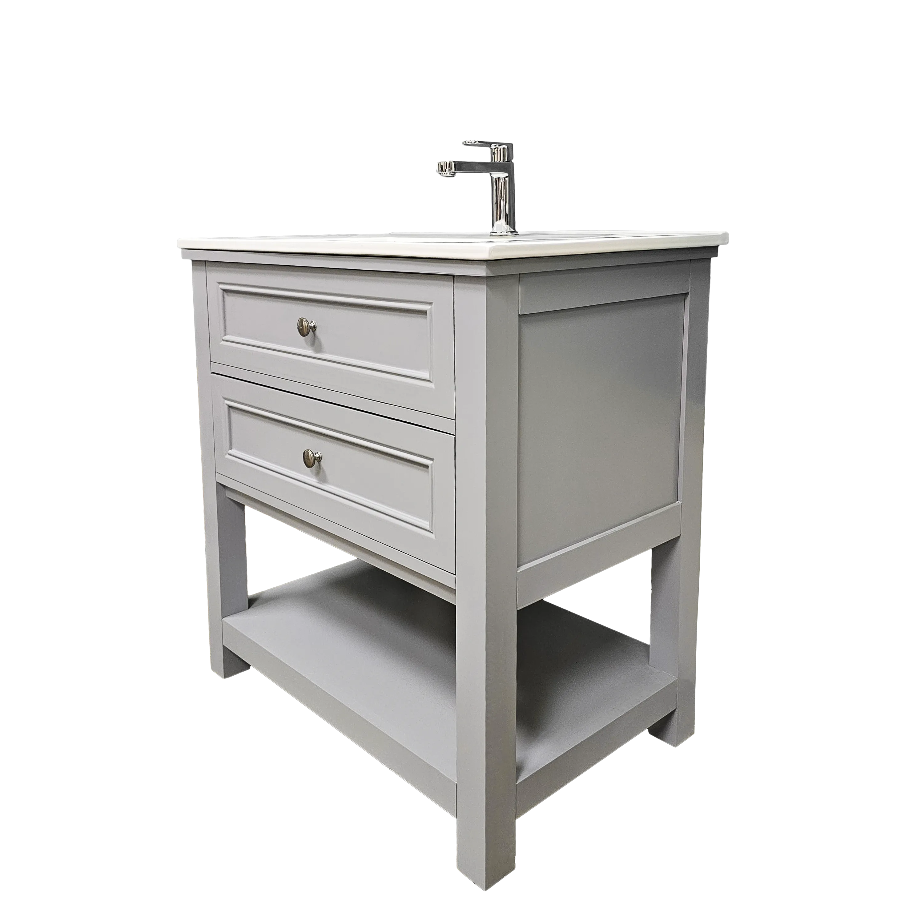 Sienna 30" W x 22" D x 33" H Vanity In Gray With Ceramic Vanity Top