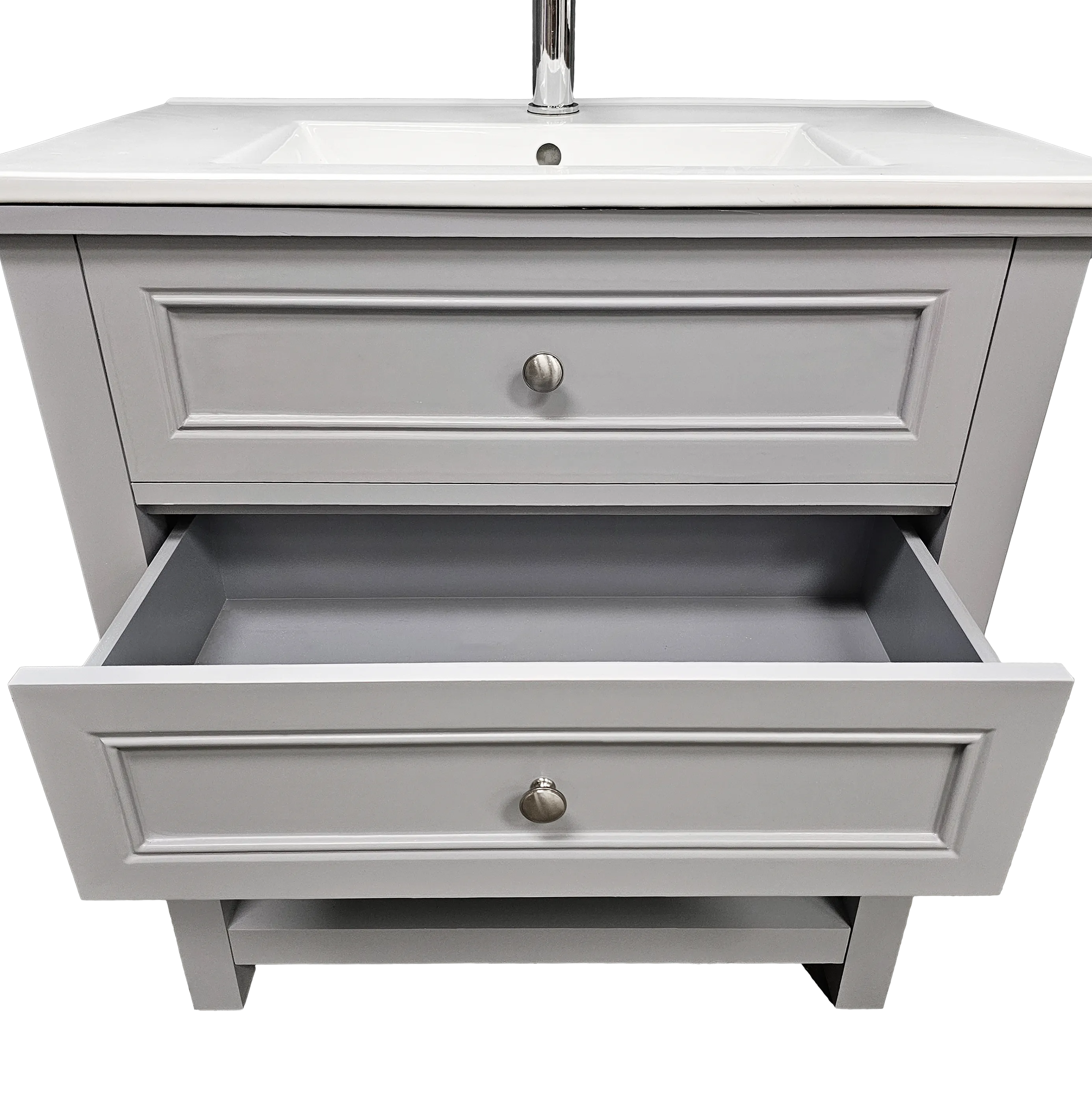 Sienna 30" W x 22" D x 33" H Vanity In Gray With Ceramic Vanity Top