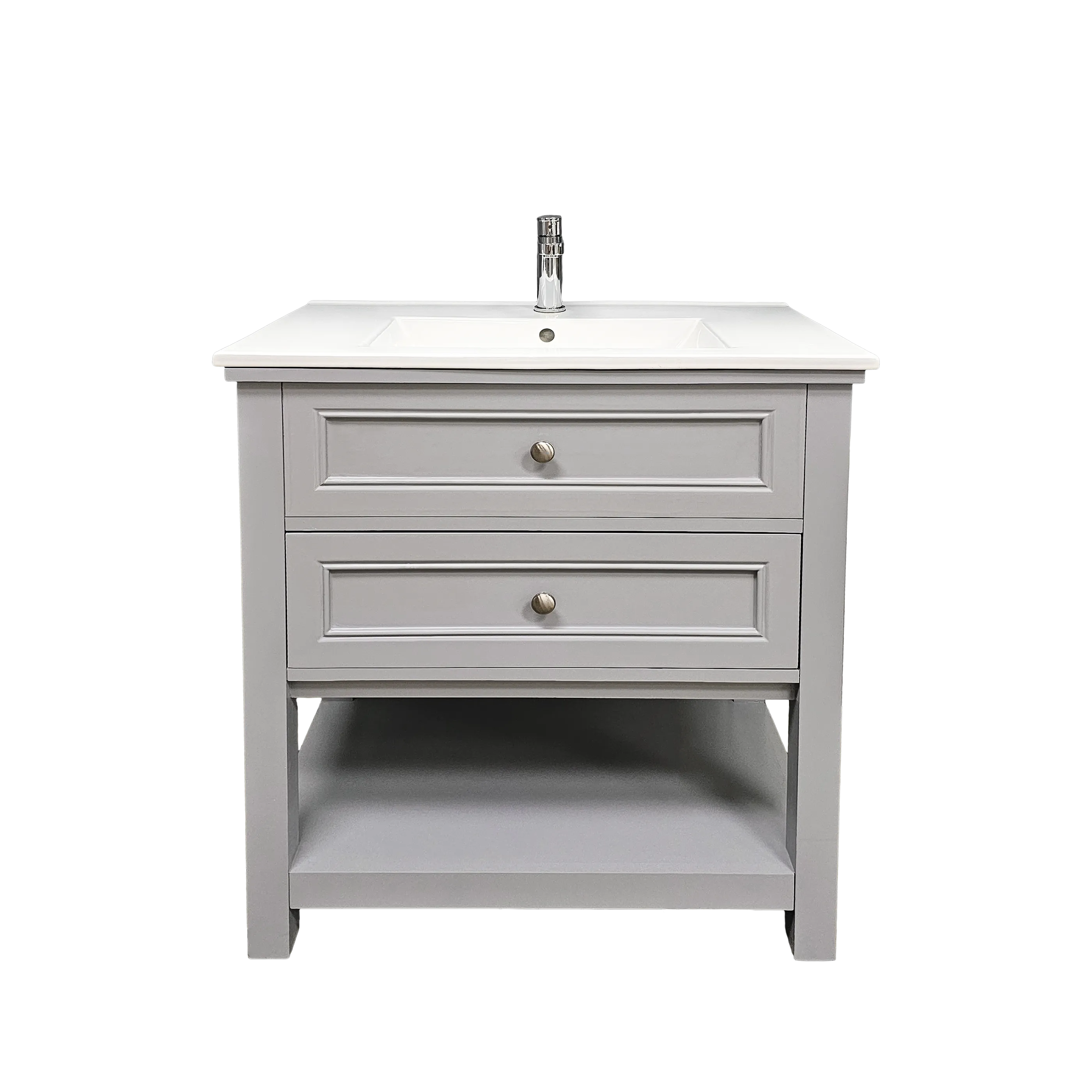 Sienna 30" W x 22" D x 33" H Vanity In Gray With Ceramic Vanity Top