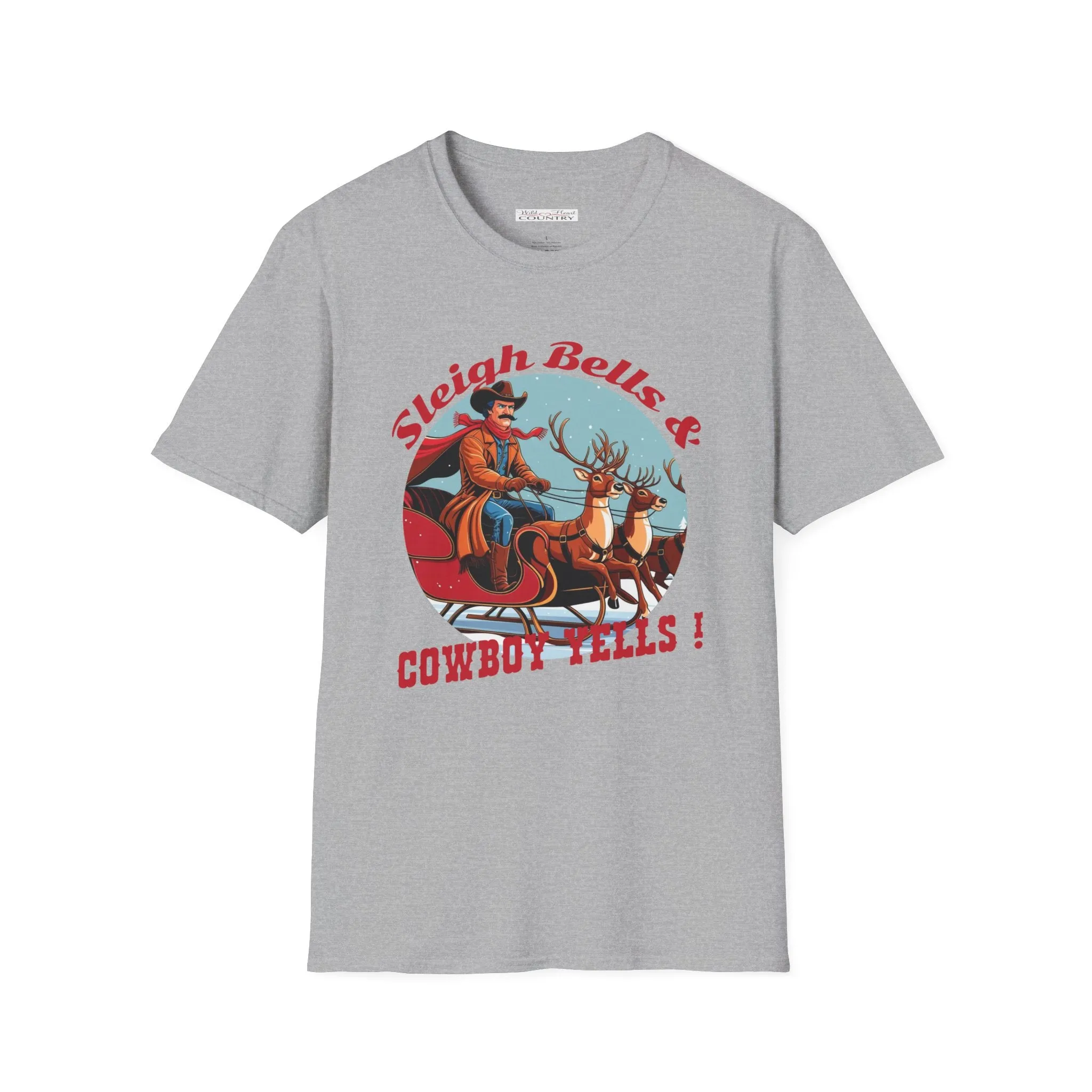 Sleigh Bells & Cowboy Yells Tee, Christmas T-Shirt, Country Christmas shirt, Christmas Graphic Tee