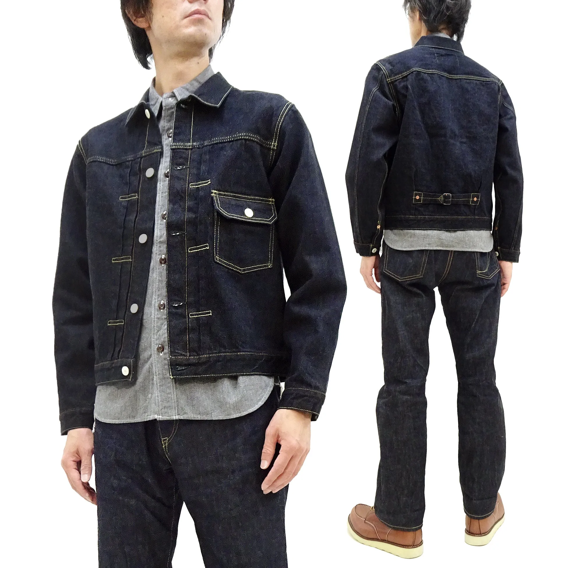 Studio D'artisan Denim Jacket Men's Type 1 Style 14 Oz. G3 Denim Jean Jacket SD-491 One-Wash