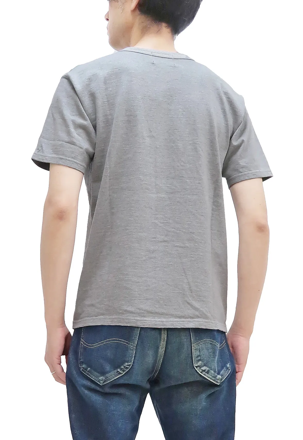 Studio D'artisan Plain T-shirt Men's Short Sleeve Suvin Gold Tsuri-ami Loopwheeled Pocket Tee 9916 Heather-Gray