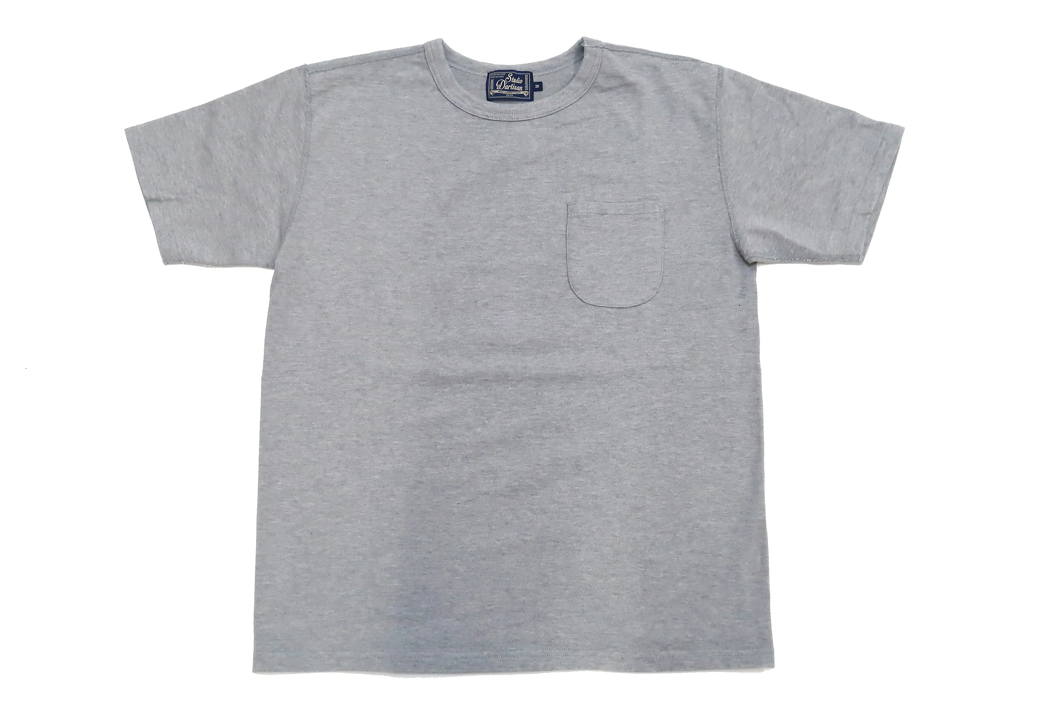 Studio D'artisan Plain T-shirt Men's Short Sleeve Suvin Gold Tsuri-ami Loopwheeled Pocket Tee 9916 Heather-Gray