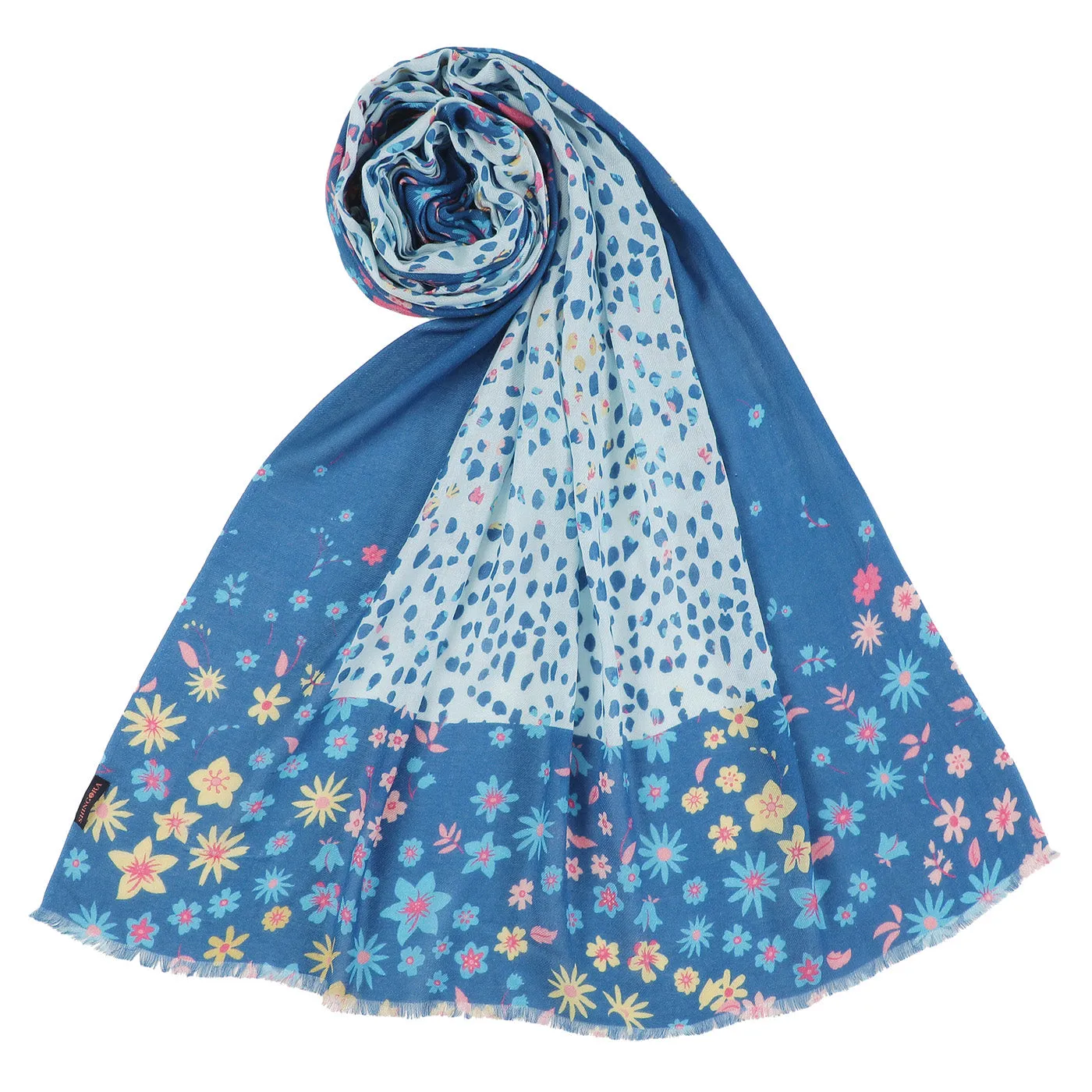 Stunning Printed Blue Modal Silk Stole