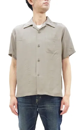 Style Eyes Plain Rayon Bowling Shirt Men's 1950s Style Short Sleeve Solid Color Button Up Shirt SE39259 115 Faded-Gray