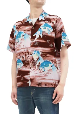 Sun Surf Hawaiian Shirt Kilohana Goldfish Men's Short Sleeve Rayon Crepe Aloha Shirt SS38802 138 Brown