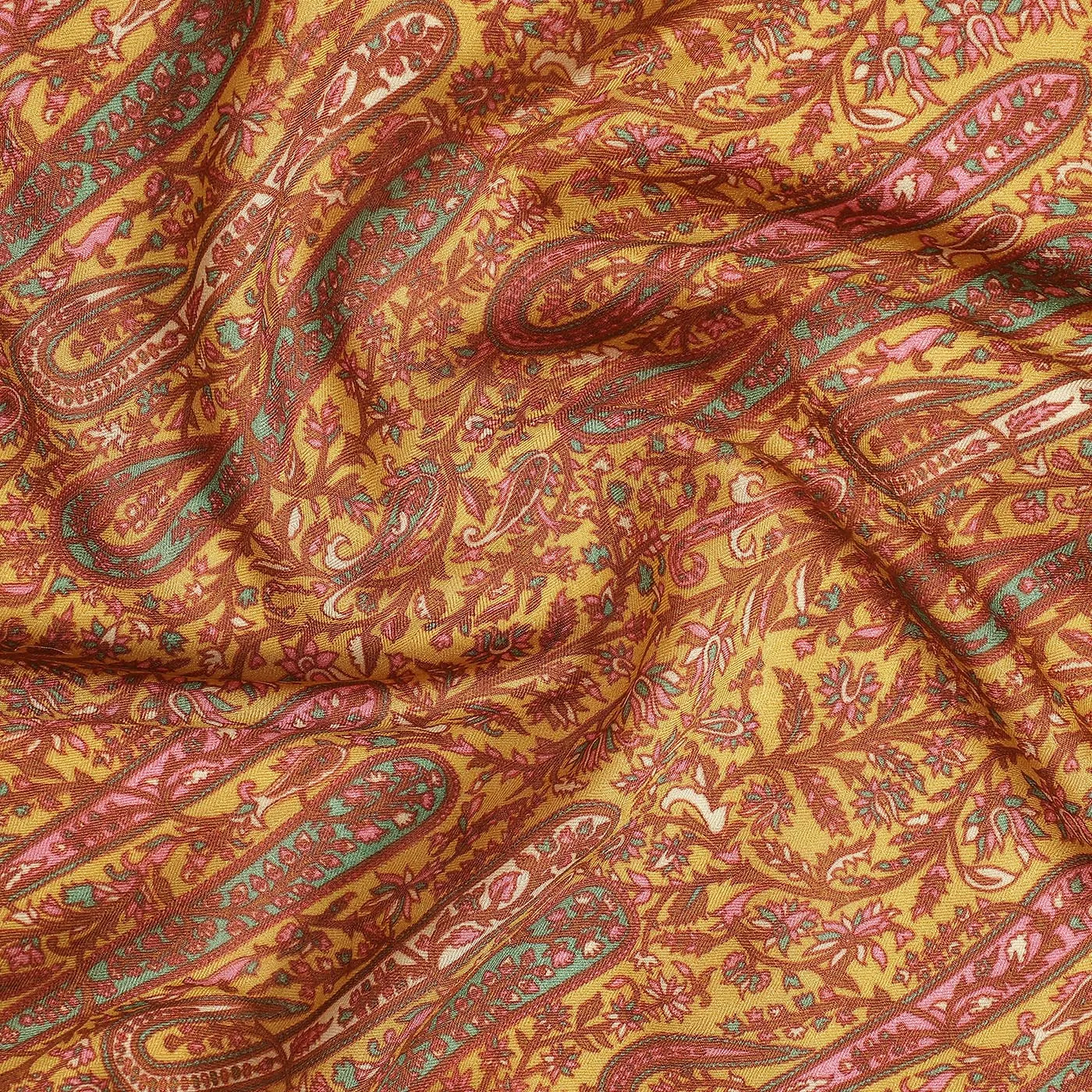 SWAN PAISLEY Wool Silk Musterd Printed Stole