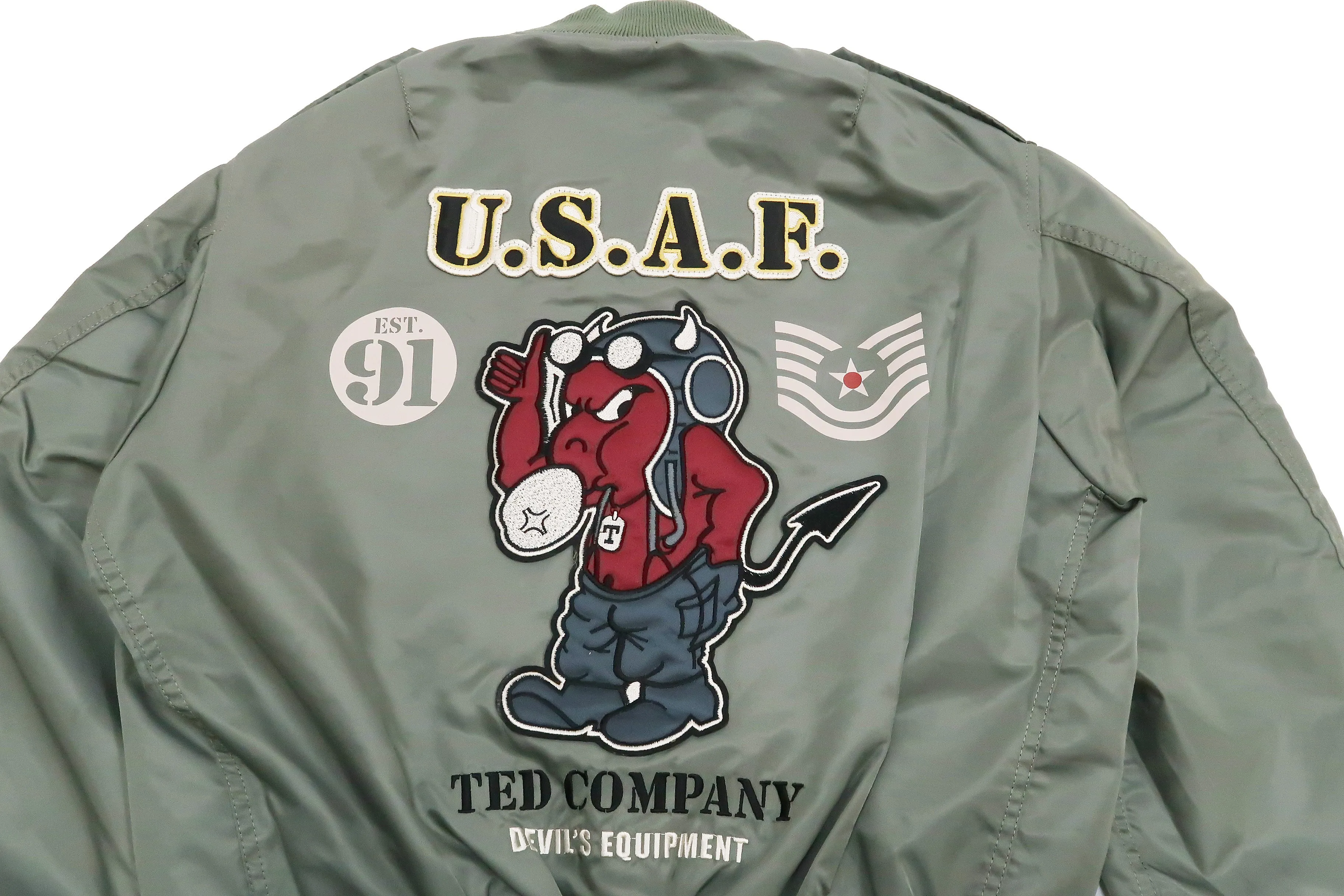 Tedman Lightweight Jacket Men's L-2 Flight Jacket Lucky Devil Custom Nylon Bomber Jacket TL2-190 Gray