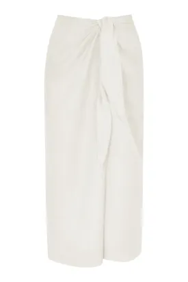 The Wrap Midi Skirt Cover Up in Linen Cupro Blend