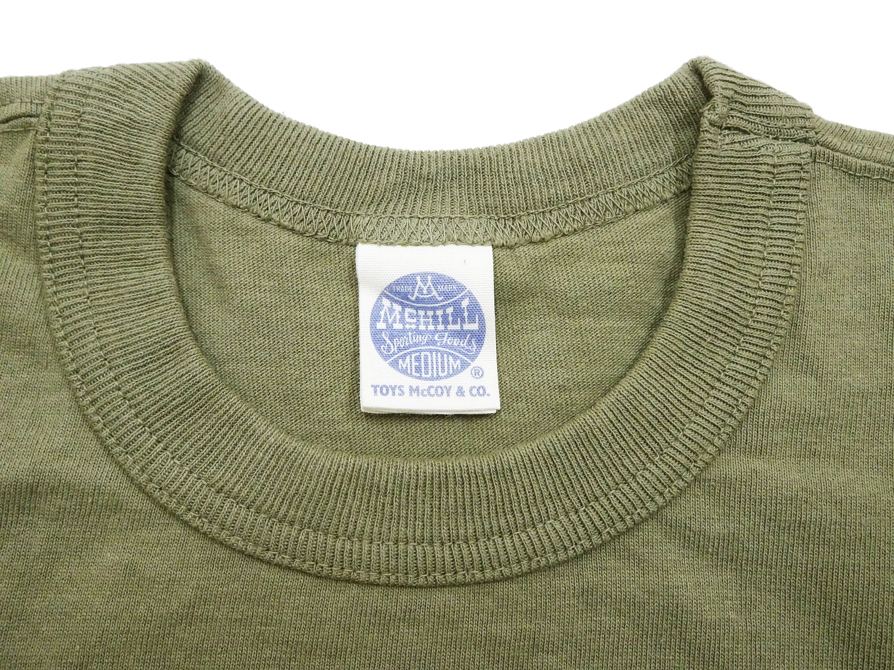 TOYS McCOY Plain T-Shirt Men's Garment-Dyed Heavyweight Short Sleeve Loopwheel Solid Color Tee TMC2343 160 Faded-Olive