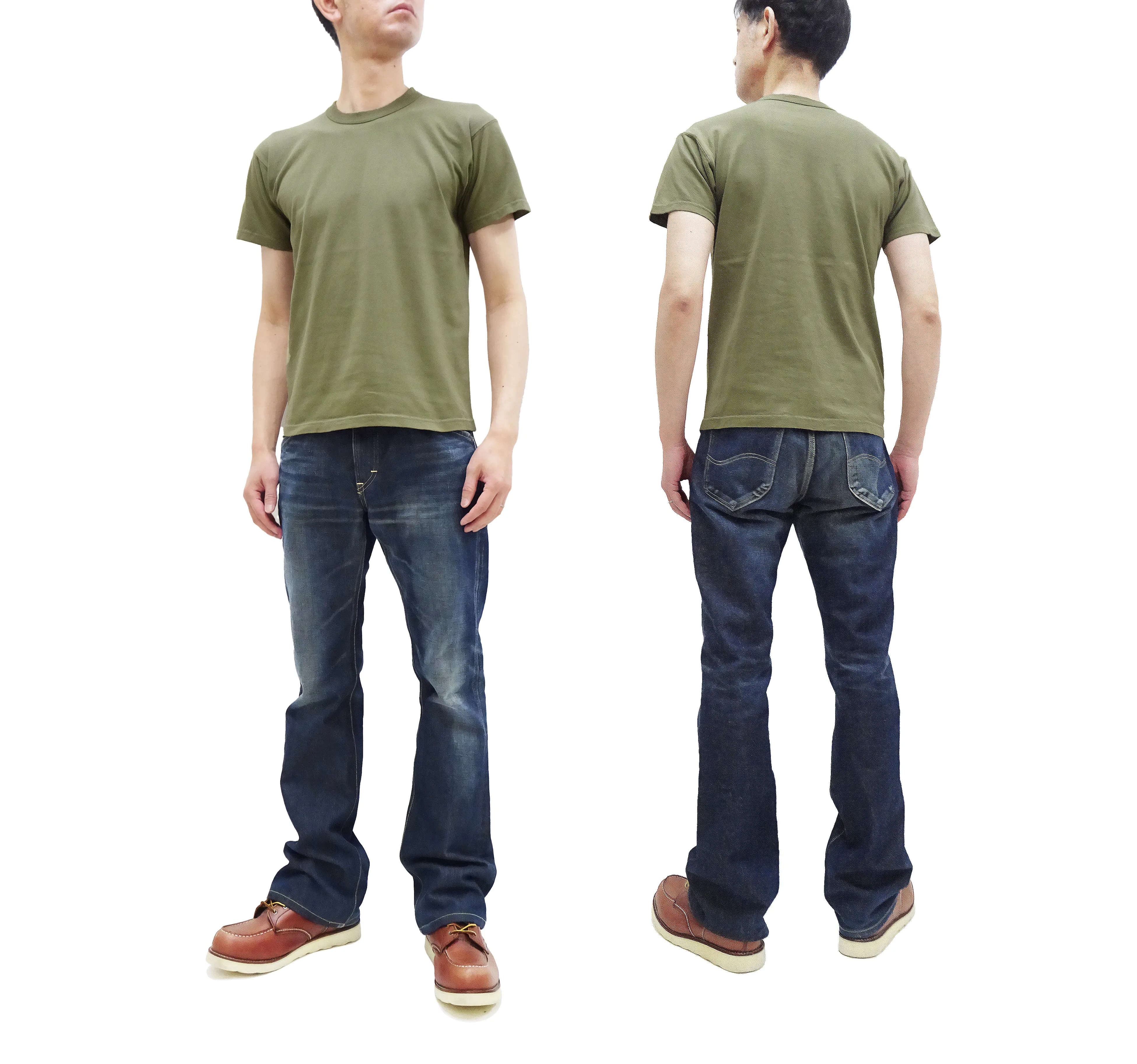 TOYS McCOY Plain T-Shirt Men's Garment-Dyed Heavyweight Short Sleeve Loopwheel Solid Color Tee TMC2343 160 Faded-Olive