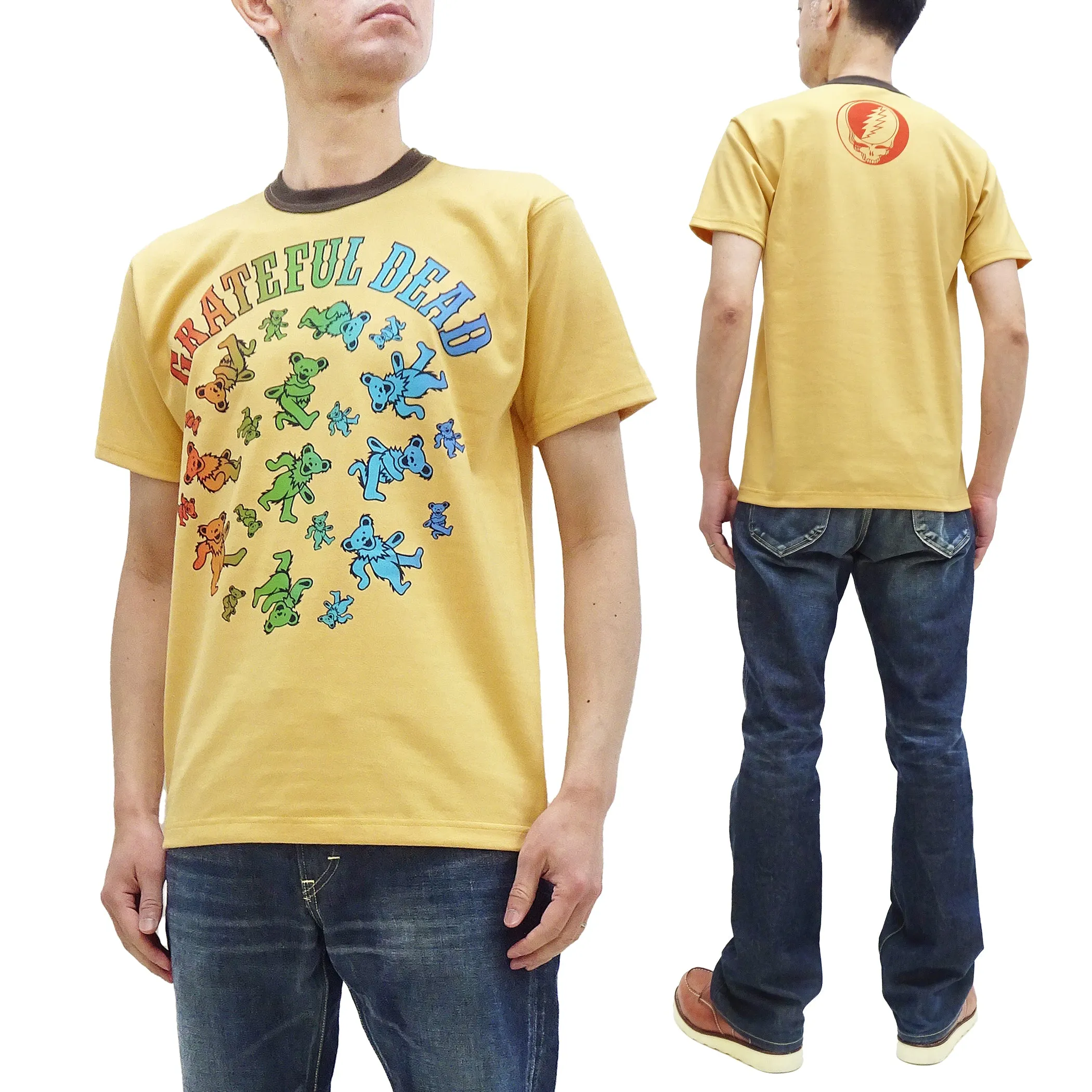 TOYS McCOY T-Shirt Men's Grateful Dead Dancing Bears Short Sleeve Loopwheel Tee TMC2314 060 Faded-Yellow