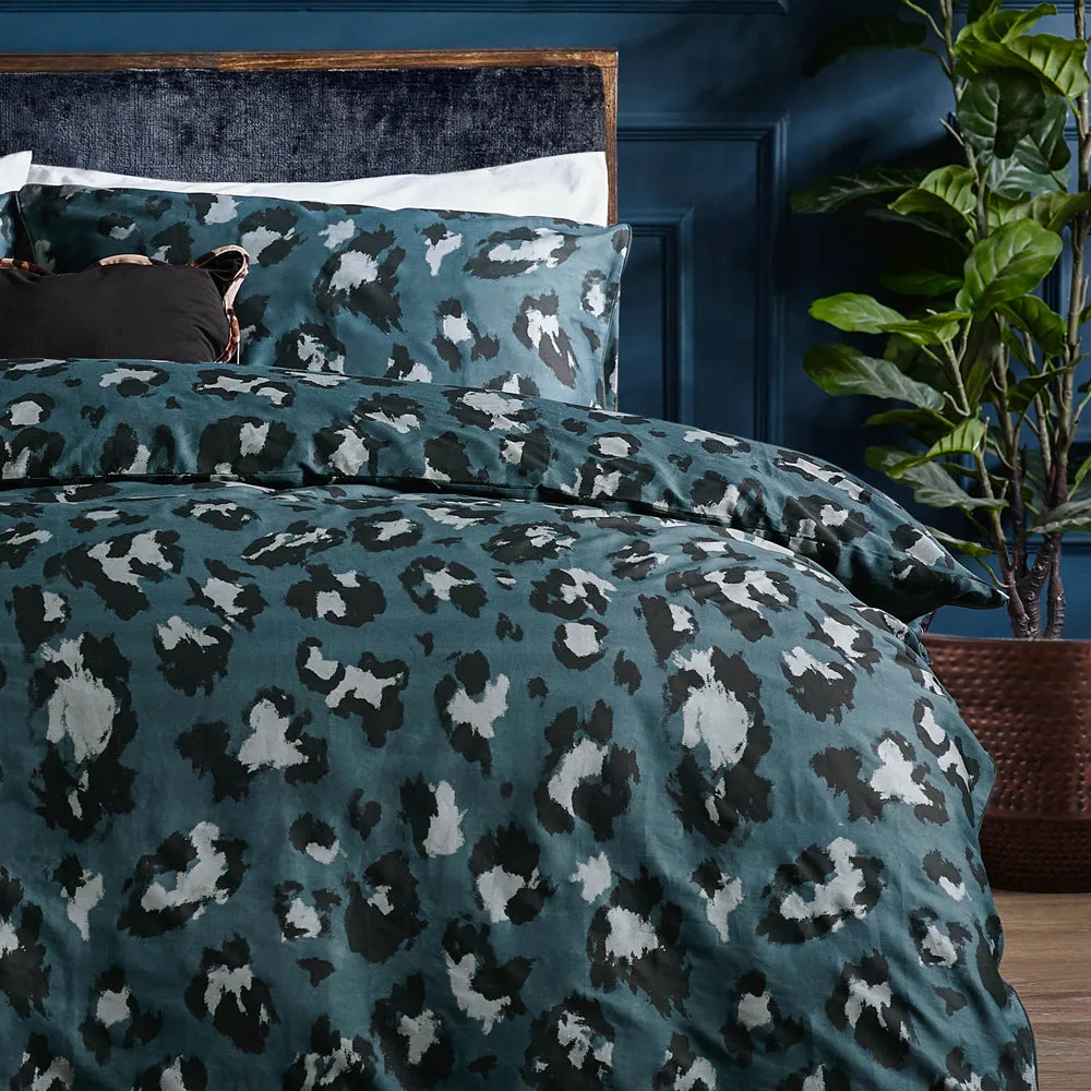 True Leopard Printed Duvet Cover Set Slate