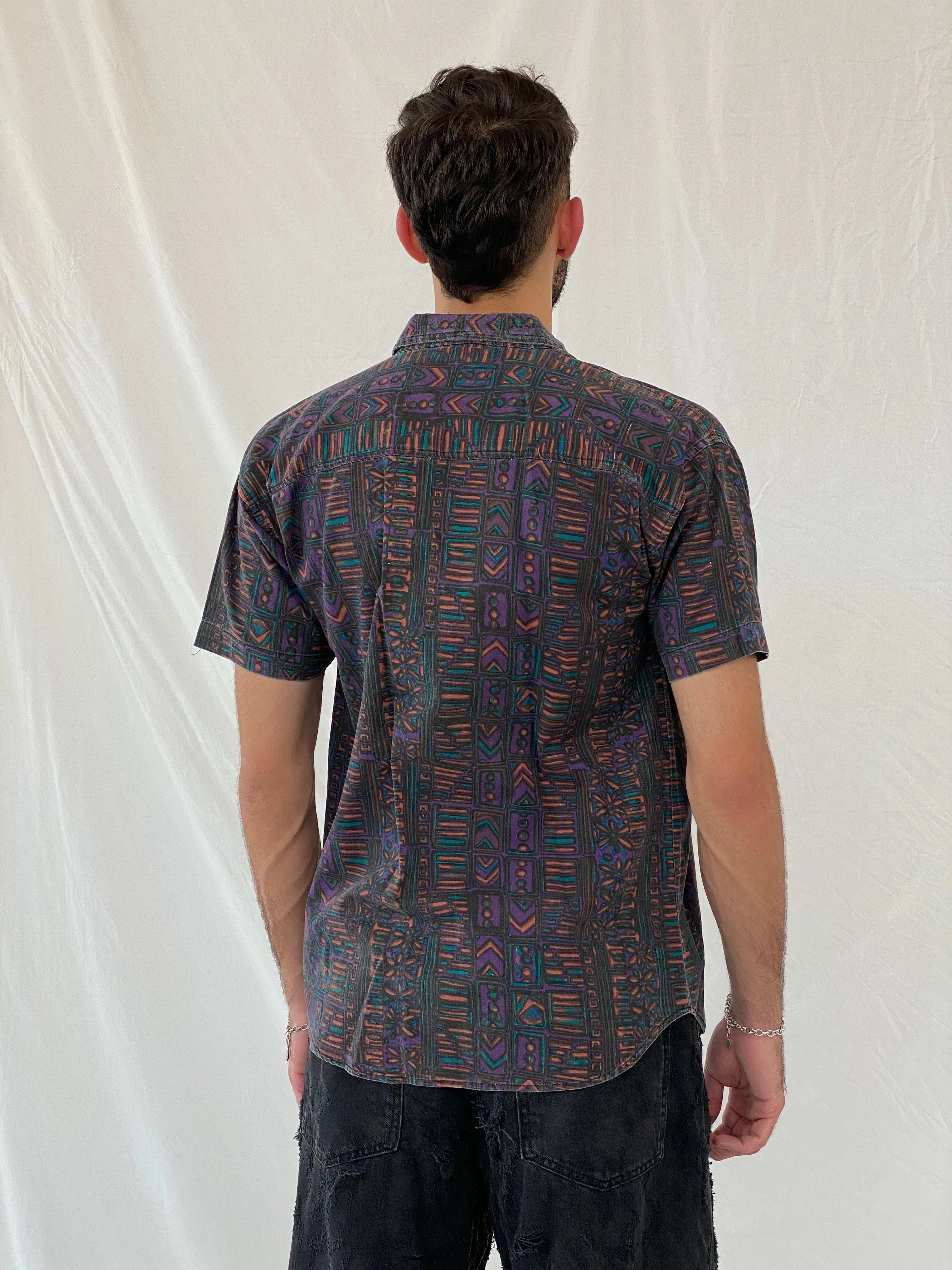 Vintage 90s APPARATUS Boho Patterned Cotton Shirt Size L