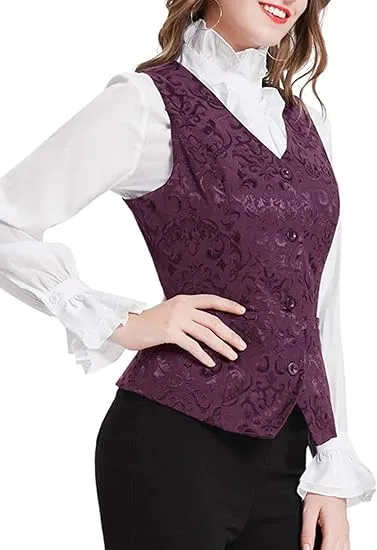 Waistcoat Vest Vintage Steampunk Dress Jacquard Jacket