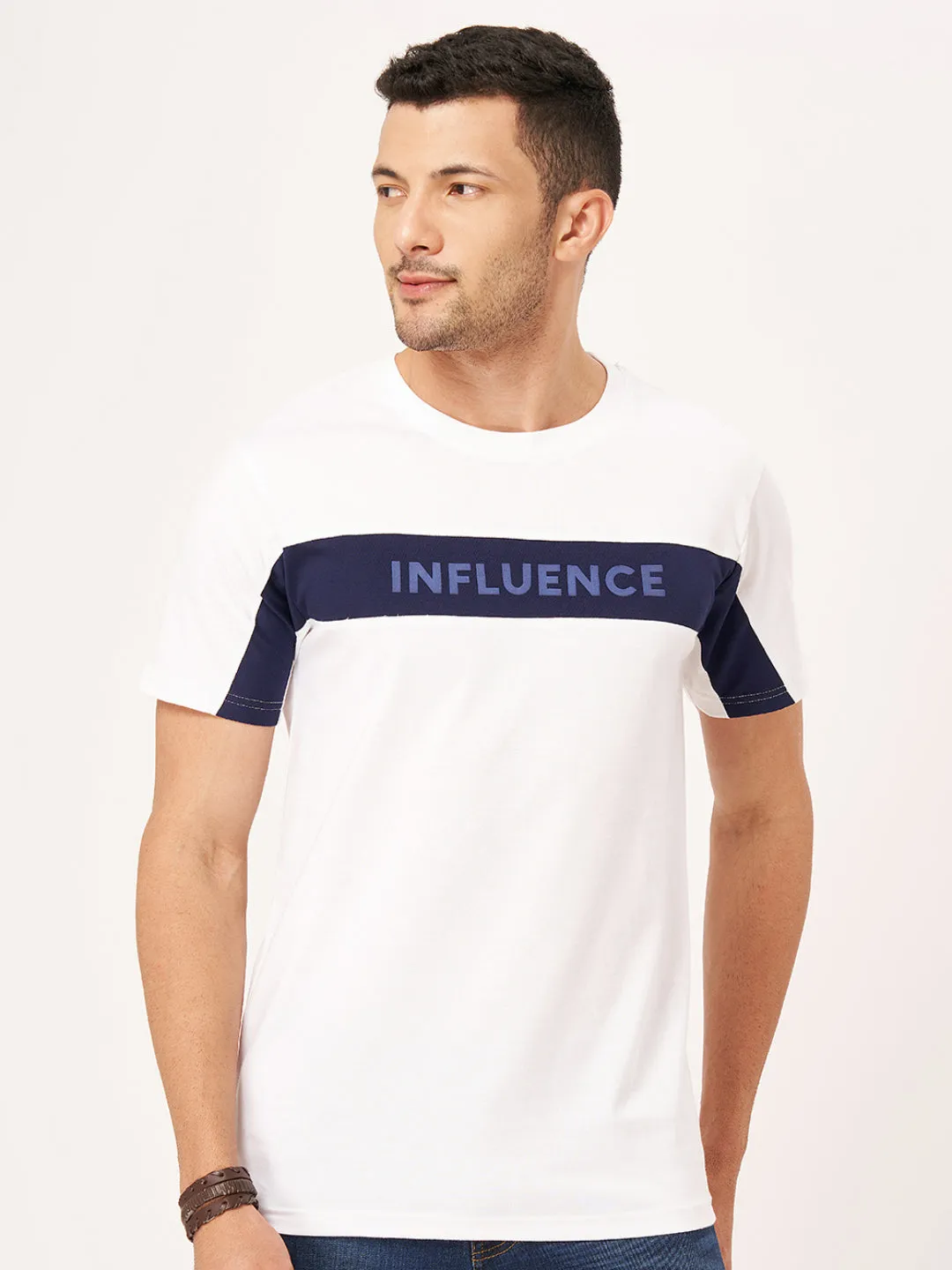 White Printed Half Sleeve T-shirt