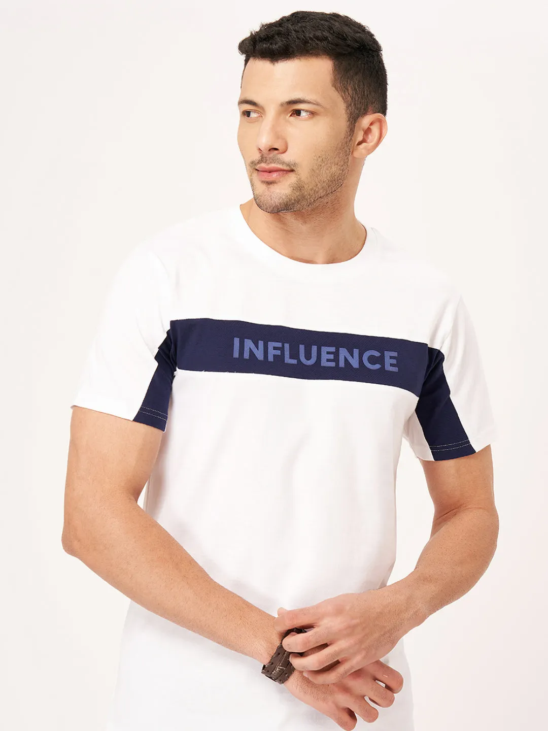 White Printed Half Sleeve T-shirt