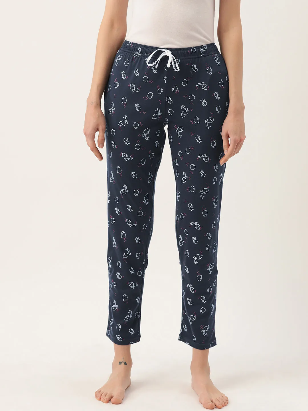 Women's Printed Cotton Navy Blue Lounge Pants | LDLW-2334-1 |